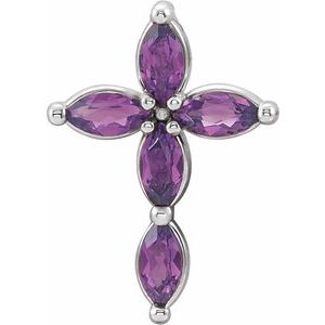 Sterling Silver Lab-Grown Alexandrite Cross Pendant