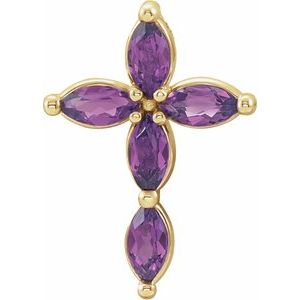 14K Yellow Gold Lab-Grown Alexandrite Cross Pendant