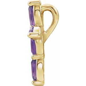 14K Yellow Gold Lab-Grown Alexandrite Cross Pendant