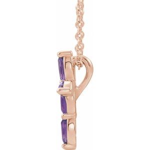 14K Rose Gold Lab-Grown Alexandrite Cross 16-18" Necklace