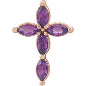 14K Rose Gold Lab-Grown Alexandrite Cross Pendant