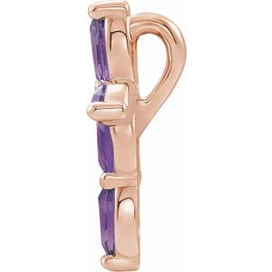14K Rose Gold Lab-Grown Alexandrite Cross Pendant