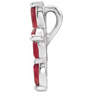 Sterling Silver Lab-Grown Ruby Cross Pendant