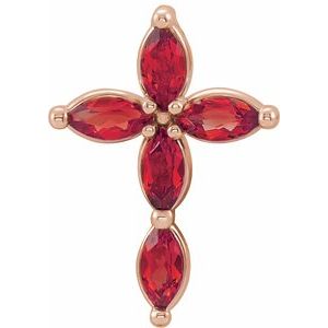 14K Rose Gold Lab-Grown Ruby Cross Pendant