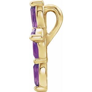 14K Yellow Gold Natural Amethyst Cross Pendant