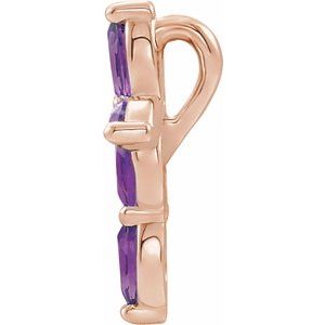 14K Rose Gold Natural Amethyst Cross Pendant