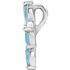 Platinum Natural Aquamarine Cross Pendant