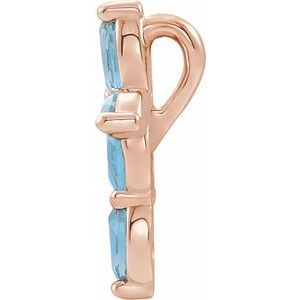 14K Rose Gold Natural Aquamarine Cross Pendant