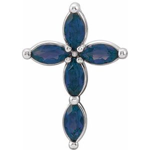 Platinum Natural Blue Sapphire Cross Pendant