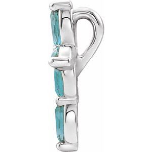 Sterling Silver Natural Blue Zircon Cross Pendant