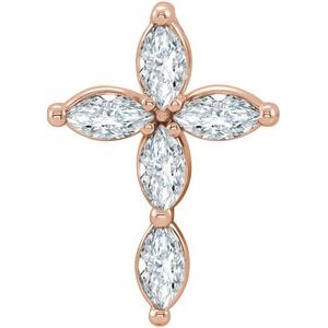 14K Rose Gold 1/3 CTW Natural Diamond Cross Pendant