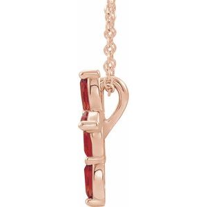 14K Rose Gold Natural Mozambique Garnet Cross 16-18" Necklace