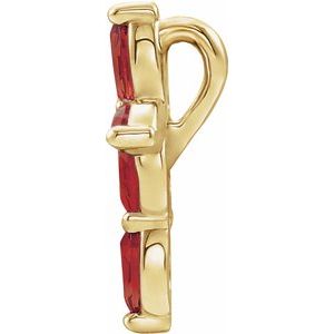 14K Yellow Gold Natural Mozambique Garnet Cross Pendant