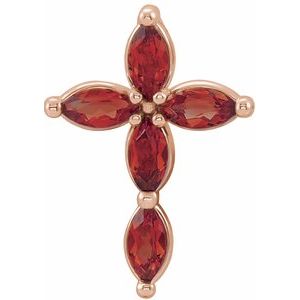14K Rose Gold Natural Mozambique Garnet Cross Pendant