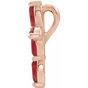 14K Rose Gold Natural Mozambique Garnet Cross Pendant