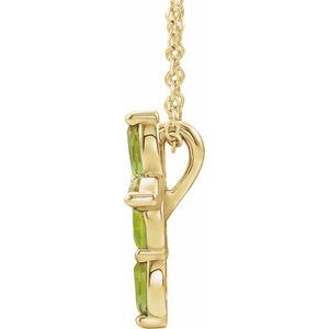 14K Yellow Gold Natural Peridot Cross 16-18" Necklace