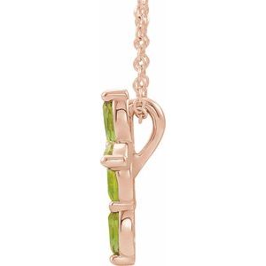 14K Rose Gold Natural Peridot Cross 16-18" Necklace