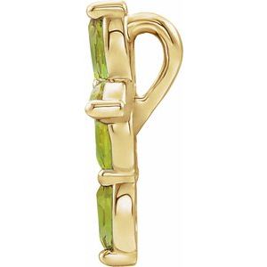 14K Yellow Gold Natural Peridot Cross Pendant