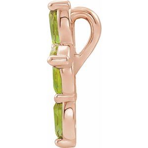 14K Rose Gold Natural Peridot Cross Pendant