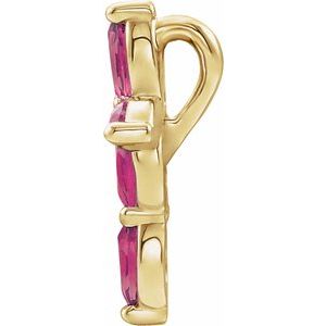 14K Yellow Gold Natural Pink Tourmaline Cross Pendant