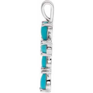 Platinum Natural Turquoise Cabochon Cross Pendant
