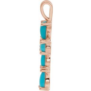 14K Rose Gold Natural Turquoise Cabochon Cross Pendant