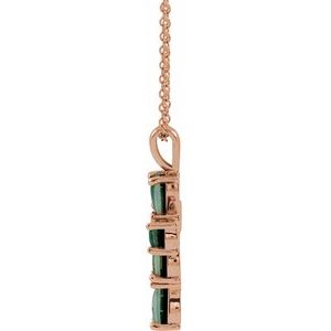 14K Rose Gold Lab-Grown Mosaic Opal Cabochon Cross 16-18" Necklace