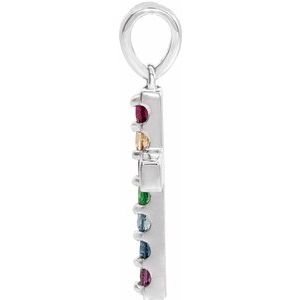 Sterling Silver Natural Multi-Gemstone Cross Pendant