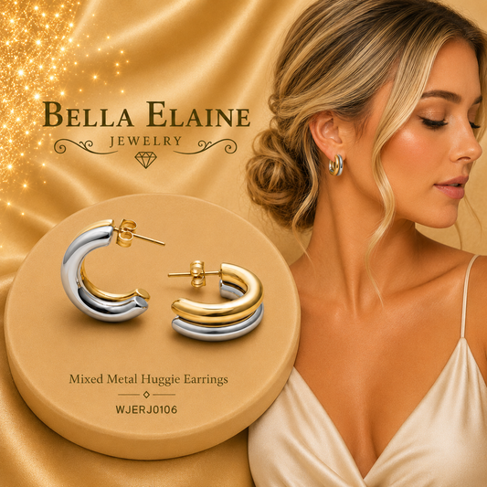 Mixed Metal Huggie Earrings