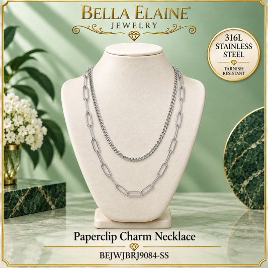 Layered Box Paperclip Necklace
