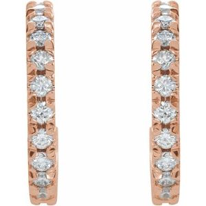 14K Rose Gold 5/8 CTW Lab-Grown Diamond French-Set 15 mm Huggie Hoop Earrings