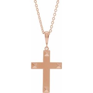 14K Rose Gold Cross 20" Necklace