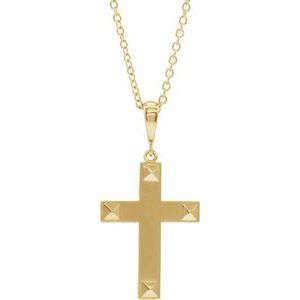 14K Yellow Gold Cross 18" Necklace