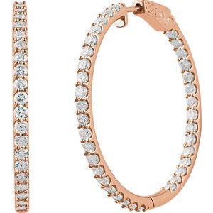 14K Rose Gold 6 1/2 CTW Lab-Grown Diamond Inside-Outside 51 mm Hinged Hoop Earrings