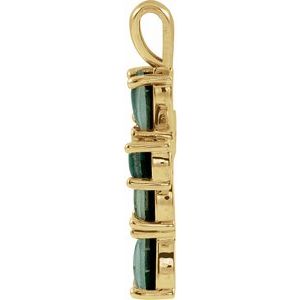 14K Yellow Gold Lab-Grown Mosaic Opal Cabochon Cross Pendant