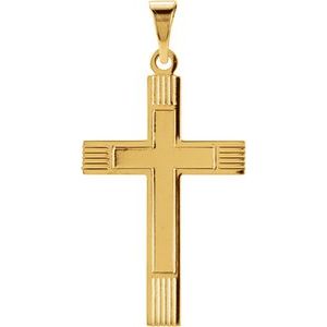 14K Yellow Gold 29.4x12 mm Cross Pendant