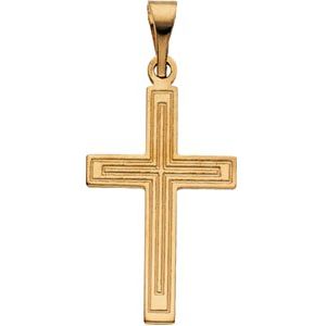 14K Yellow Gold 25.9x12 mm Cross Pendant