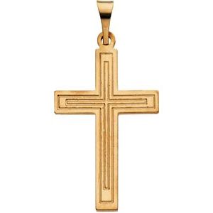 14K Yellow Gold 29.4x14 mm Cross Pendant