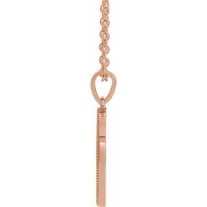 14K Rose Gold  Oval Cross Medal 20" Necklace