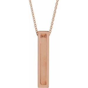14K Rose Gold Engravable Sculptural Bar 24" Necklace