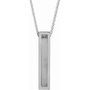 14K White Gold Engravable Sculptural Bar 16-18" Necklace