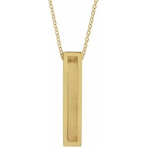 14K Yellow Gold Engravable Sculptural Bar 24" Necklace