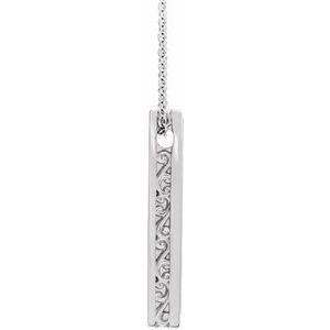 14K White Gold Engravable Sculptural Bar 16-18" Necklace
