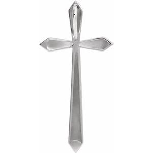 14K White Gold Elongated Cross Pendant