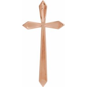 14K Rose Gold Elongated Cross Pendant