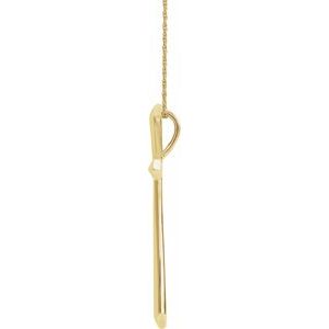 14K Yellow Gold Elongated Cross 20" Necklace