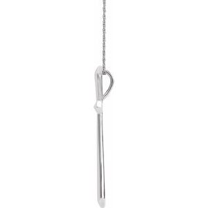 Platinum Elongated Cross 20" Necklace