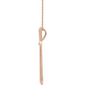 14K Rose Gold Elongated Cross 20" Necklace