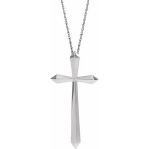 Platinum Elongated Cross 20" Necklace