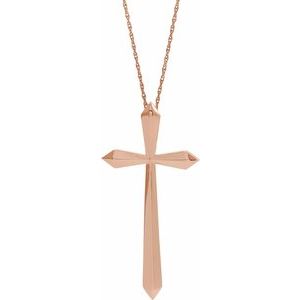 14K Rose Gold Elongated Cross 20" Necklace